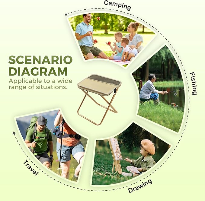 Portable Folding Camping Stool 2026 New Foldable Portable Backpack Stool Collapsible Stool for Camping Lightweight Ultralight Pocket Chair for Travel Walking Fishing Picnic BBQ (Khaki Large)