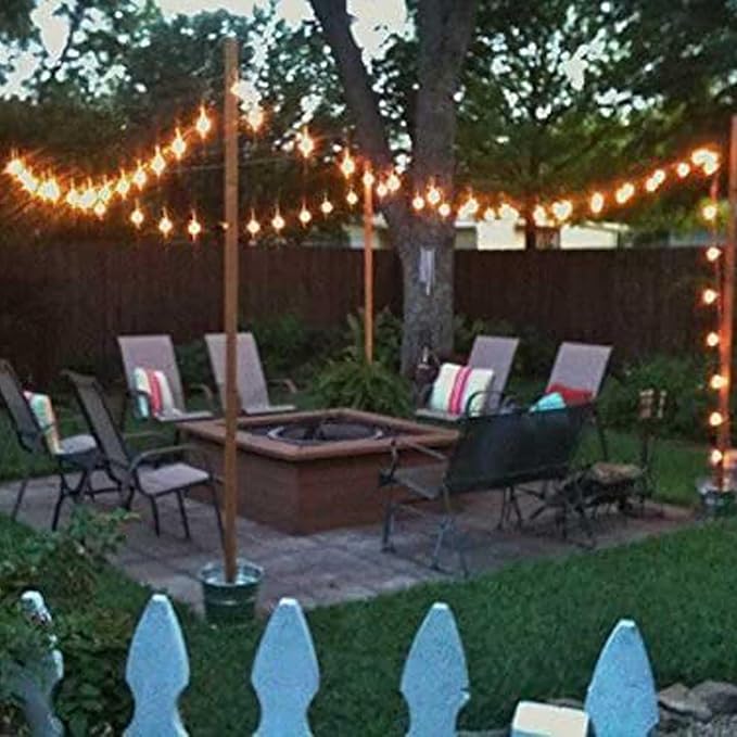 Banord Outdoor String Lights Commercial Grade 96ft Waterproof with 30 S14 Shatterproof Dimmable LED Bulbs Heavy Duty Hanging Lights for Patio Garden Backyard Decoration 2W 2x48ft Strands