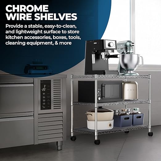 NSF Approved Heavy Duty Chrome Wire Shelf | 54 x 21 | Adjustable Metal Storage Shelf for Kitchens Utility Rooms Offices &amp Home Organization