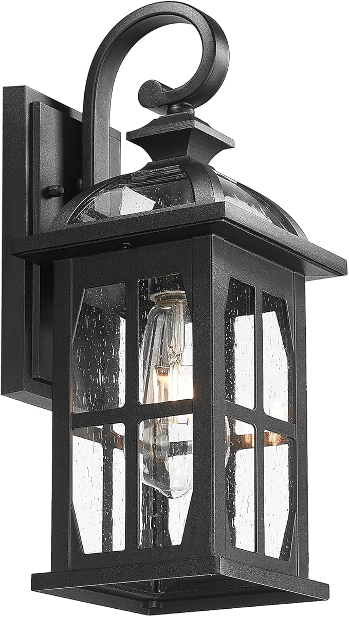 Darkaway Outdoor Wall Lights Exterior Light Fixture with Seeded Glass Aluminum Anti-Rust Exterior Lights Sconces Lighting for House Porch Yard Hallway Doorway Garage