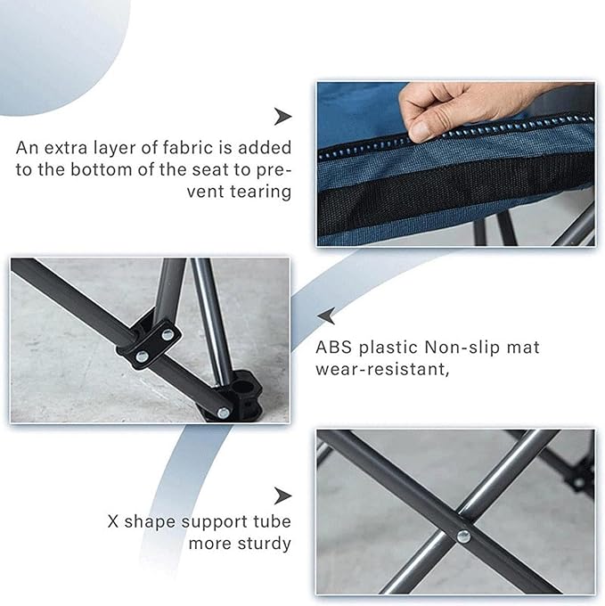 Folding Loveseat Camping Chair Moon Chair Garden Chair Double Camping Chair for Beach Foldable Outdoor seat for Camping Portable Camping Stool Ergonomic Camping Chair Canvas Camping Chair
