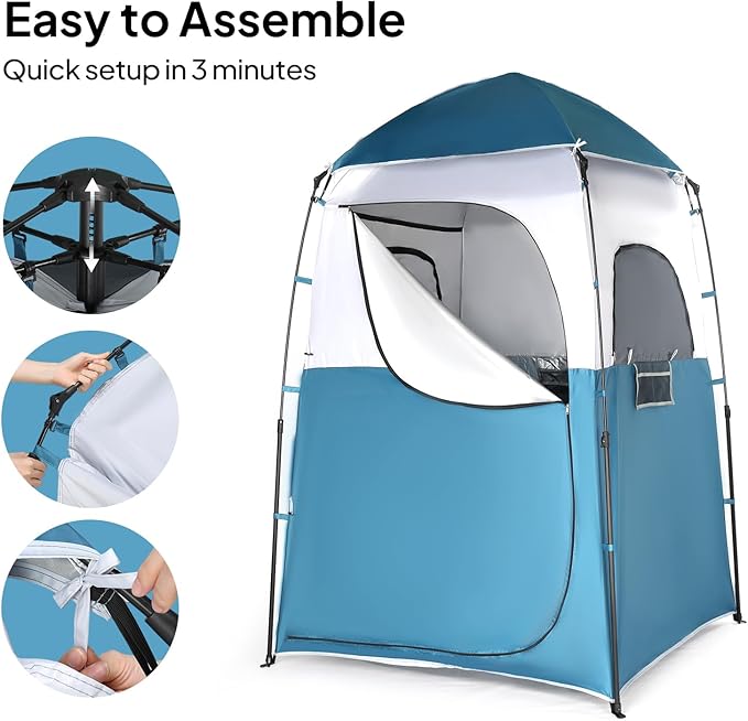 VINGLI 6.8FT Shower Tent Large Instant Pop Up Shelter with Mesh Floor &amp Carrying Bag Privacy Changing Room Tent for Toilet Camping Dressing Lightweight &amp Sturdy Easy Set Up