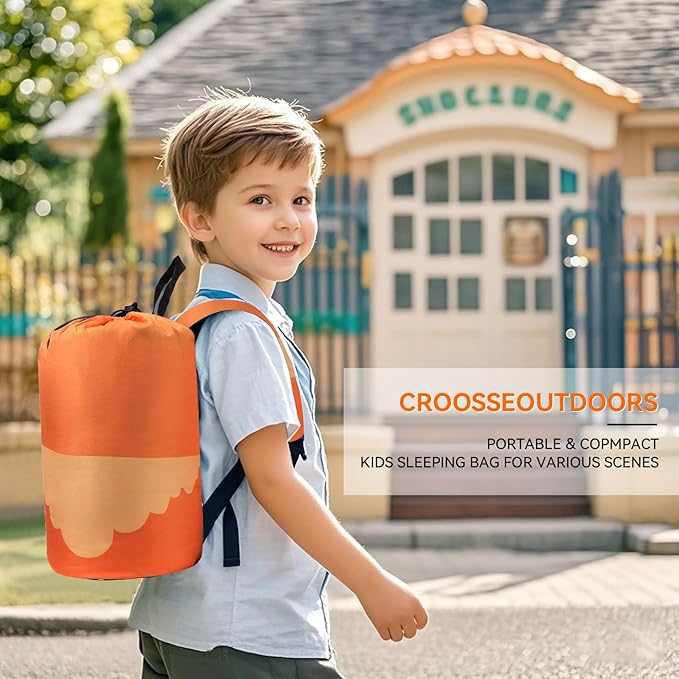 Kids Sleeping Bag for Camping - Lightweight 3 Season Backpacking Sleeping Bag Compact Child Sleeping Bag for Girls and Boys Waterproof Youth Sleeping Bag for Outdoor by Croosseoutdoors