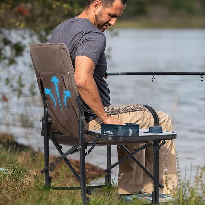 cdar Fishing Chair Folding Ice Camping Chair Outdoor Folding Chair with Cooler Bag and Cup Holder Director Chair for Fishing Lawn Patio Garden 1 Set