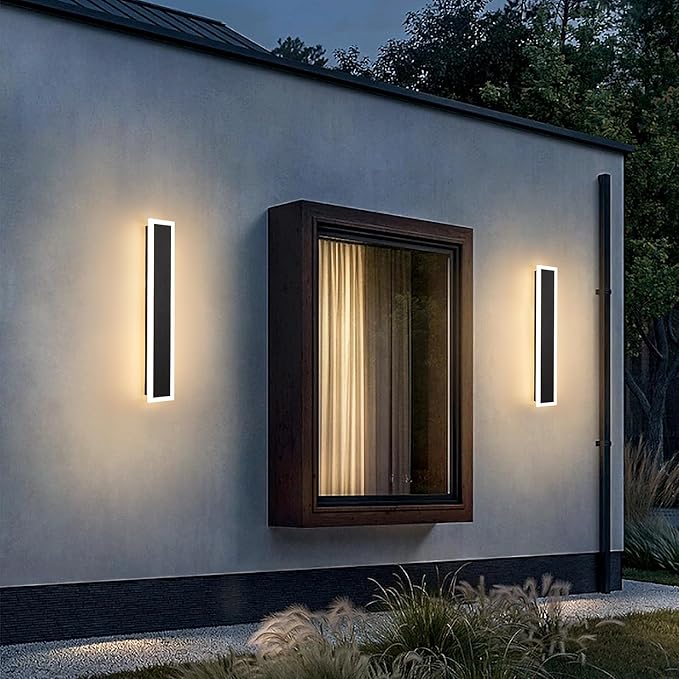 2-Pack Modern Outdoor Lights Led Exterior Light Fixture 23.6in Porch &amp Patio Light 3000-6000K Frosted White Acrylic Outdoor Sconce Watetproof Suitable for Garage Entry House