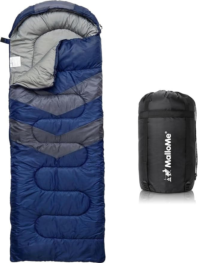 MalloMe Sleeping Bags for Adults Cold Weather &amp Warm - Backpacking Camping Sleeping Bag for Kids 10-12 Girls Boys - Lightweight Compact Camping Essentials Gear Accessories Hiking Sleep Must Have