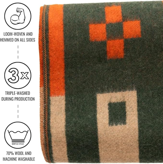 Arcturus Rainier Wool Blanket Warm Thick Washable Wool Blanket for Home Outdoors Camping Tailgates Picnic Hunting Travel &amp Emergency Kits Twin Size 4.5 lb Lone Pine