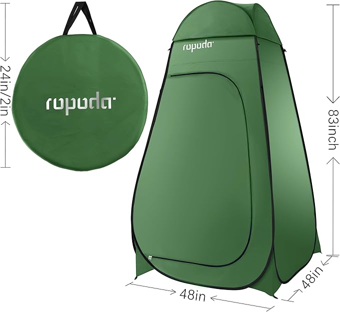 ROPODA Pop Up Tent 83inches x 48inches x 48inches Upgrade Privacy Tent Porta-Potty Tent Includes 1 Removable Bottom 8 Stakes 1 Removable Rain Cover 1 Carrying Bag