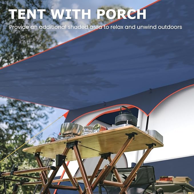 KOTEK 6-8 Person Tents for Camping Family Tent with 2 Rooms 2 Doors 2 Mesh Windows Porch &amp Removable Rainfly Large Camping Tent for Outdoor Picnic Hiking Gathering