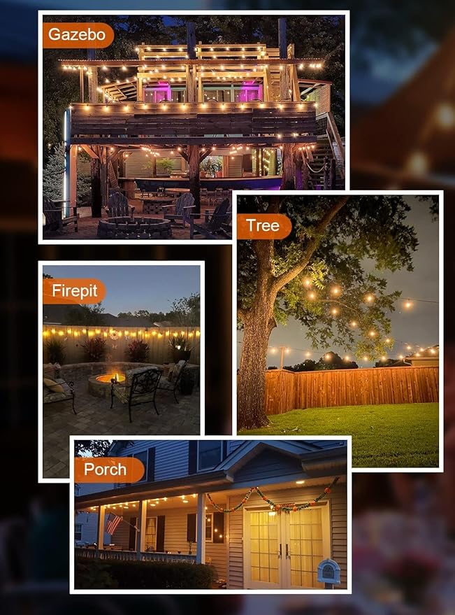 GPATIO Outdoor String Lights 25FT Shatterproof Patio Lights IP65 Waterproof Dimmable Outside Hanging Light Connectable LED Outdoor Lights for Backyard Porch Deck Balcony Garden Home Decor