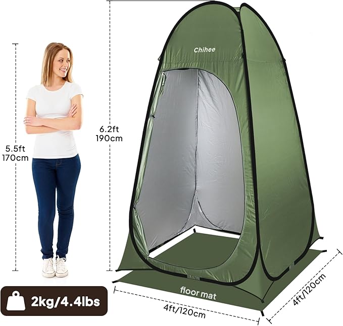 Chihee Outdoor Privacy Shelter Pop Up Camping Bathroom Tent Pod Portable Changing 1 Room Instant Camp Toilet Stall Shower Tents Dressing Room Foldable with Cover Floor Carry Bag Hiking Fishing