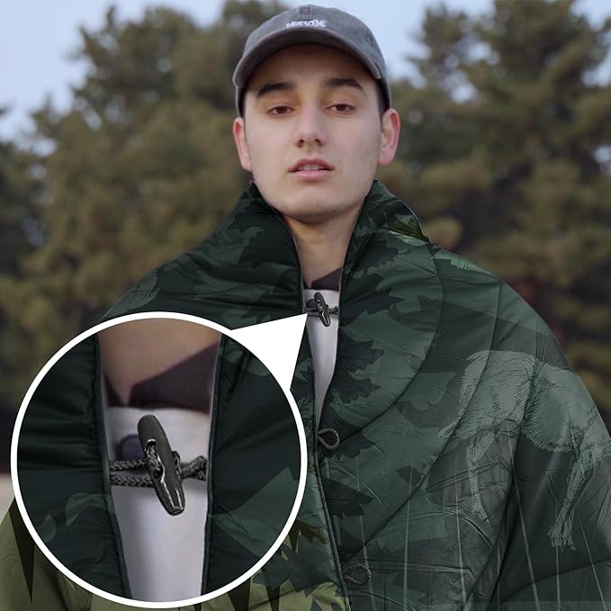 Camping Blanket Puffy - Outdoor Stadium Blanket Wearable Lightweight Packable Machine Washable Camping Quilt for Traveling Picnic Beach Party