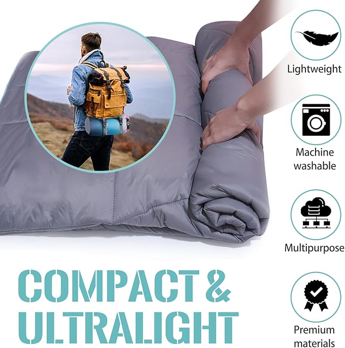 Outdoor Puffy Camping Blanket Lightweight Down Alternative Puffy Printed Camping Large Ultra Warm Hammock Top Quilt Waterproof Blanket for Traveling Picnic Beach Party Cold Weather (Arizona Fade)