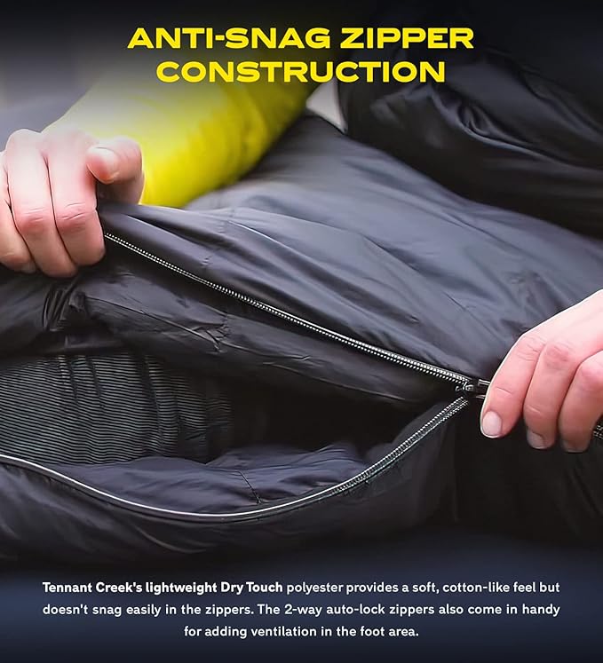 NOMAD Tennant Creek Sleeping Bag for 3 Seasons Spring Summer and Autumn - Water-Resistant Sleep Sack with Compression Stuffsack and Storage Bag for Campers and Backpackers (Phantom)