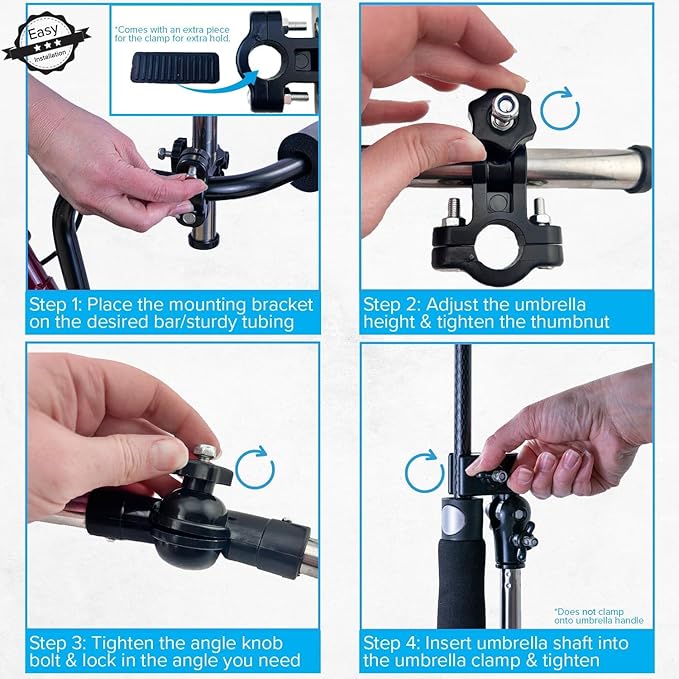 TARSHYRY Elderly Mobility Scooter Umbrella HolderUniversal Umbrella Mount Holder Adjustable Stretch Umbrella Stand for Mobility ScooterStrollerWheelchairBeach Chair