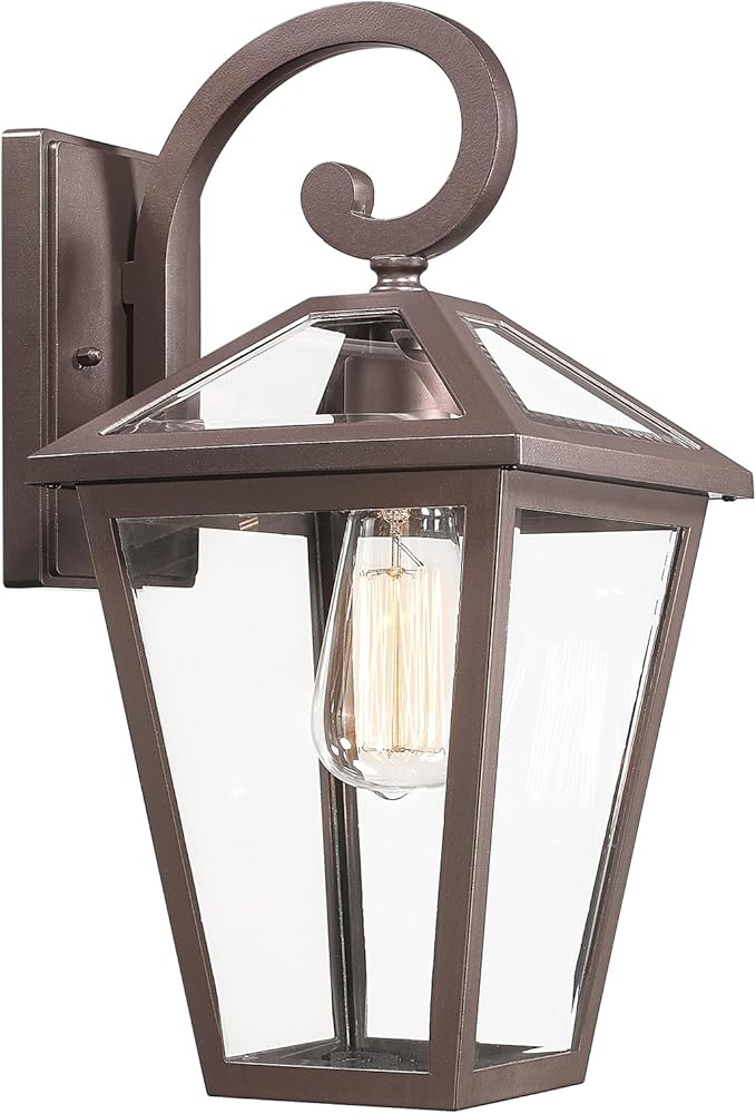 Outdoor Light Fixtures Wall Mount Waterproof Exterior Wall Lanterns with Glass Outside Wall Sconces Front Porch Lights for House Garage Doorway Patio Oil-Rubbed Bronze