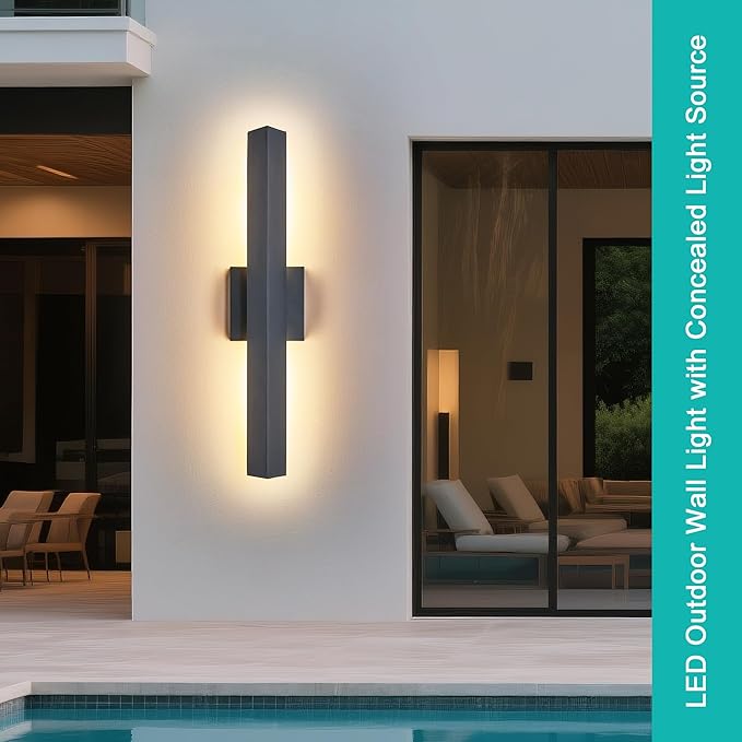 Modern Outdoor Porch Light Patio Lamp in 20W 3000K Integrated LED with Aluminum Triangle &amp Frosted Glass IP65 Waterproof Wall Sconce2 Pack(Textured Black)Can Installed in Any Direction.