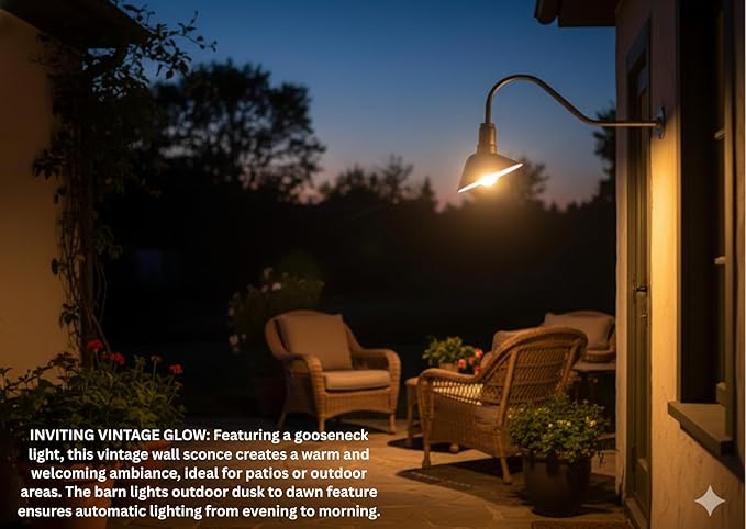 AGB101-AS20-GAL Gooseneck Barn Light - Galvanized Outdoor Dome with Incandescent Downlight | Wall-Mount Fixture for Patios Gardens Pathways and Large Outdoor Living Spaces