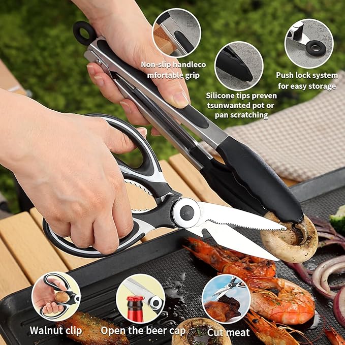 Kyraton Camping Cooking Set 15 Pack Camping Cookware Camping Supplies Portable Camping Kitchen Utensil Set Ldeal for Backpacking Barbecuing Camping and Hiking Trips.
