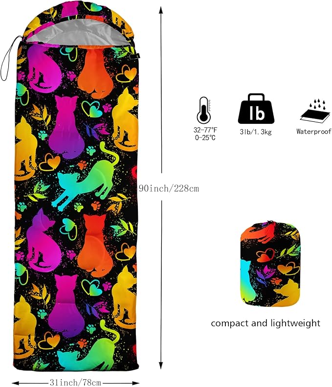 QOOMO Camping Sleeping Bags3 Season Warm &amp Cool WeatherLightweightWaterproof Sleeping Bags for Adults &amp KidsTravelingand OutdoorsCamping Gear Equipment