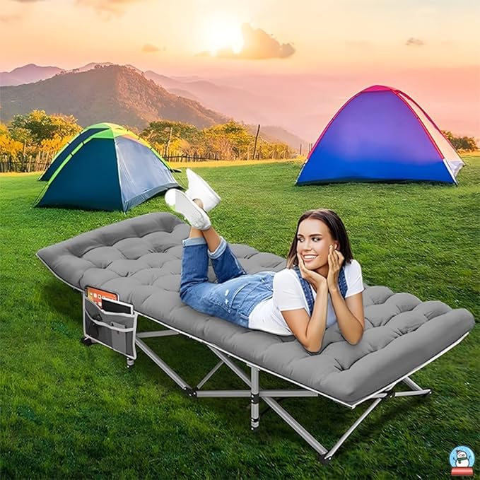 Camping Bed with Mattress Maximum Load Capacity 560-760 pounds can be Used as Travel Equipment Office Lunch Break Beach Vacation and Family Leisure (75in-660lbs)