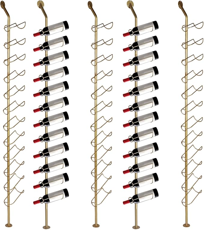 5 Pack 12 Bottle Wall Rack DIY Detachable Bottle Holder for Kitchen Pantry Dining Room Bar Commercial Restaurants