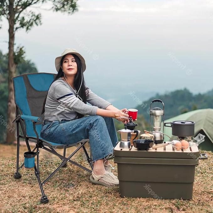 BACKYARD EXPRESSIONS PATIO · HOME · GARDEN  Metal Blue/Grey Backyard Expressions Luxury Heated Portable Chair Camping Sports and The Beach