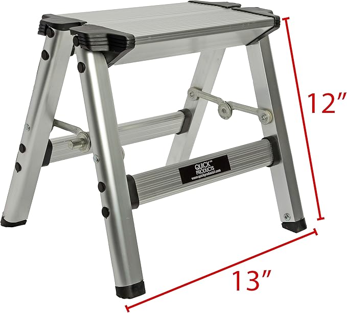 Quick Products QP-FOSS Slim-Profile Easy Folding One-Step Stool - 200 lbs. Capacity