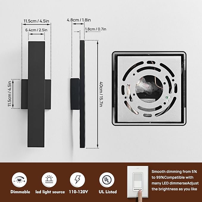 Outdoor Modern LED Wall Light Fixtures Black Linear Exterior Wall Sconces 20W Modern Porch Patio Light Fixture Waterproof Outdoor Wall Lights Outside Lights for House Garage Front Door Patio 2pack