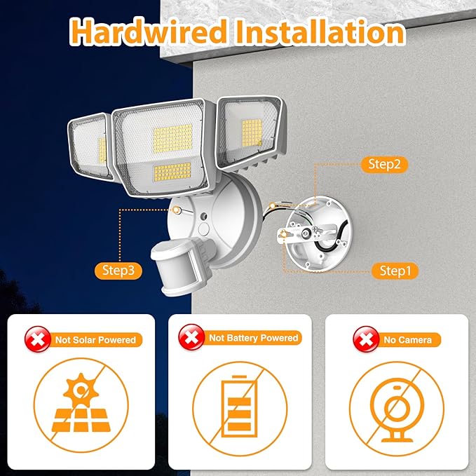 90W 10000LM LED Security Lights Motion Sensor Outdoor Lights 4 Head Dusk to Dawn 6500K Daylight Flood Lights Outdoor Motion Sensor IP65 Waterproof Motion Light for Outside Garage Yard Porch