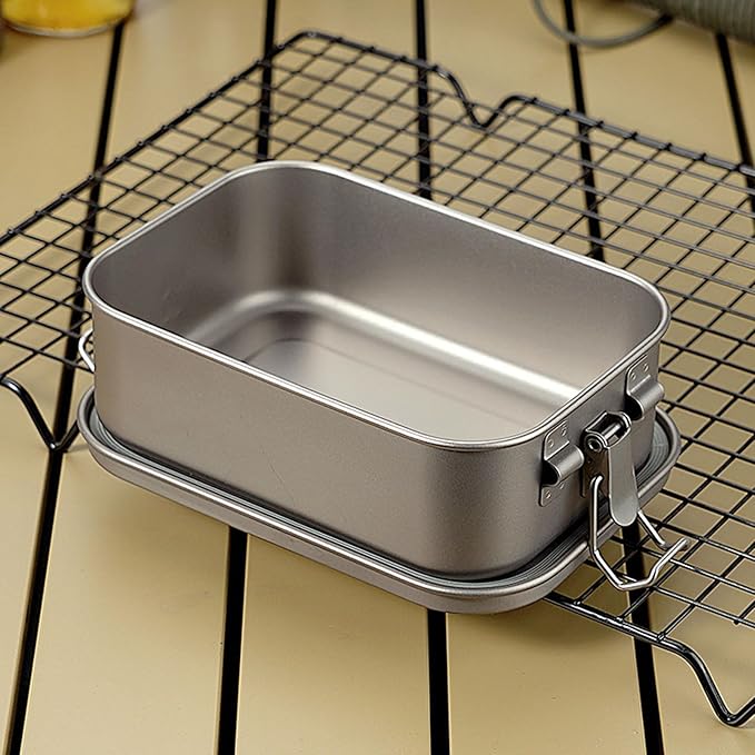 800ml Titanium Lunch Box with Leak-Proof Lid Camping Cookware Lightweight Outdoor Cooking Pan for Backpacking Hiking Picnic &amp Travel RT038T (without handle)