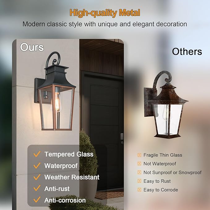 ALVIME 19 Inch Large Outdoor Wall Sconce Aged &amp Brushed Copper Exterior Light Fixture Waterproof Outside Lantern for House Front Door Entryway Porch Garage E26 Base High Strength Clear Glass