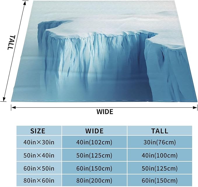 Glacier Cliff Soft Fleece Blanket 60 * 50 inch Soft Sofa Blanket Suitable for Sofa Camping Travel Night Cover Blanket