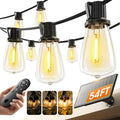 KYY 54FT Solar String Lights Outdoor Waterproof with USB Charging &amp Remote Dimmable &amp Timable Solar Powered Patio Lights with LED Shatterproof Bulbs for Deck Backyard Porch Garden Camping