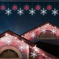 Christmas Snowflake Icicle Lights-9ft 150LED Twinkling Christmas Lights with Timer Waterproof Connectable Hanging 10 Drop for Eave Window Porch Xmas Indoor Outdoor Decoration (Red and White)