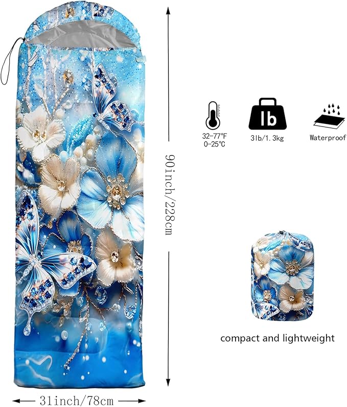 QOOMO Camping Sleeping Bags3 Season Warm &amp Cool WeatherLightweightWaterproof Sleeping Bags for Adults &amp KidsTravelingand OutdoorsCamping Gear Equipment