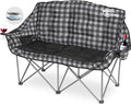 Padded Double Camping Chair Folding Loveseat 2 Person Camp Chair Heavy Duty Lawn Chairs Camping Couch Outdoor Sofa