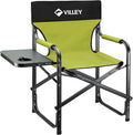 VILLEY Heavy Duty Directors Chair Folding Camping Chairs Portable Foldable Chair for Camp Tailgating Lawn Picnic Fishing Beach Supports 350 LBS Green