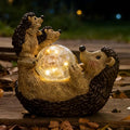Solar Hedgehog Statue with Ball Lamp 9x5x9 Inch Outdoor Garden Decor Cute Resin Animal Figurine for Yard Pathway &amp Patio Lighting
