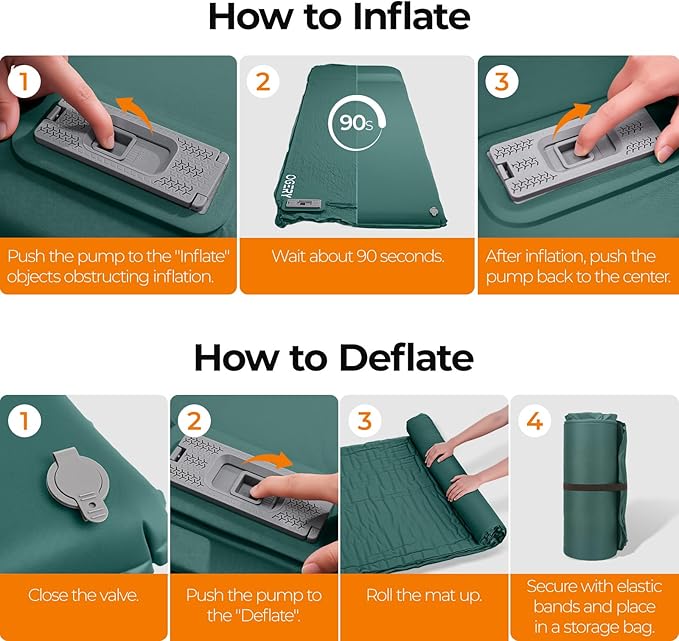 OGERY Self Inflating Sleeping Pad with Electric Pump 3.15 Ultra-Thick Memory Foam Camping Pad 4 Season Camping Mattress Pad with Built-in Pillow Camping Essentials Gear for Tent Travel Car