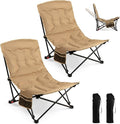 Goplus Portable Folding Camping Chair 4-Position Padded Outdoor Chair with 500 LBS Support Side Pocket and Carry Bag Outside Camp Chair for Sports Fishing and Garden (2)