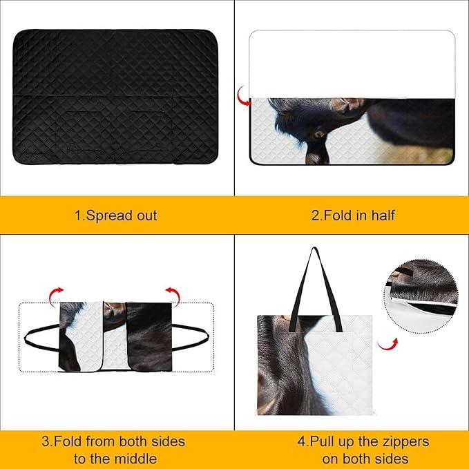 Zipper Cute Black Goat Animal Style Picnic Mat Suitable for Travel Camping Park Or Home Use