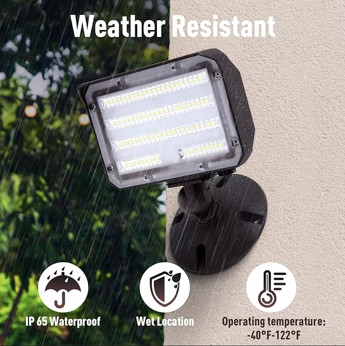 60W LED Flood Light with Knuckle Outdoor Flood Light Dusk to Dawn Photocell 5000K 7800lm AC100-277V Equivalent 600W ETL Waterproof Wall Mount LED Security Light for Yard Entrance Garden