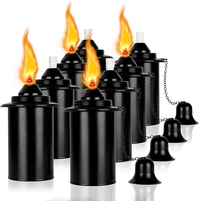 Torch Replacement Canisters (12 oz). Torch Refillable Canisters Bamboo Torch Fuel Can Citronella Tabletop Torches Canister Outdoor for Patio Garden Decor 8 Pack