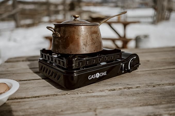 GasOne 15000 BTU Propane or Butane Stove Dual Fuel Stove Portable Camping Stove - Patented - with Carrying Case Great for Emergency Preparedness Kit