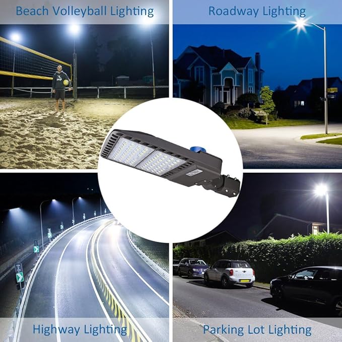 ledmo 3 Pack LED Parking Lot Lights with Photocell Slip Fitter 26000lm Outdoor Dusk to Dawn Commercial Shoebox Pole Lighting Flood Security Lamp for Street Area Stadium 5000K 200W