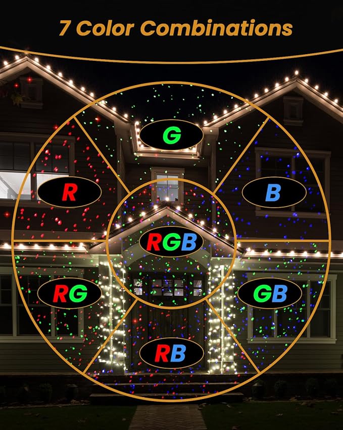 Christmas Laser Lights Outdoor RGB (Red Green Blue) Light Projector with RF Remote and Timer for Parties &amp Wedding Brighter Projection Lights for Christmas Holidays and Garden Decor