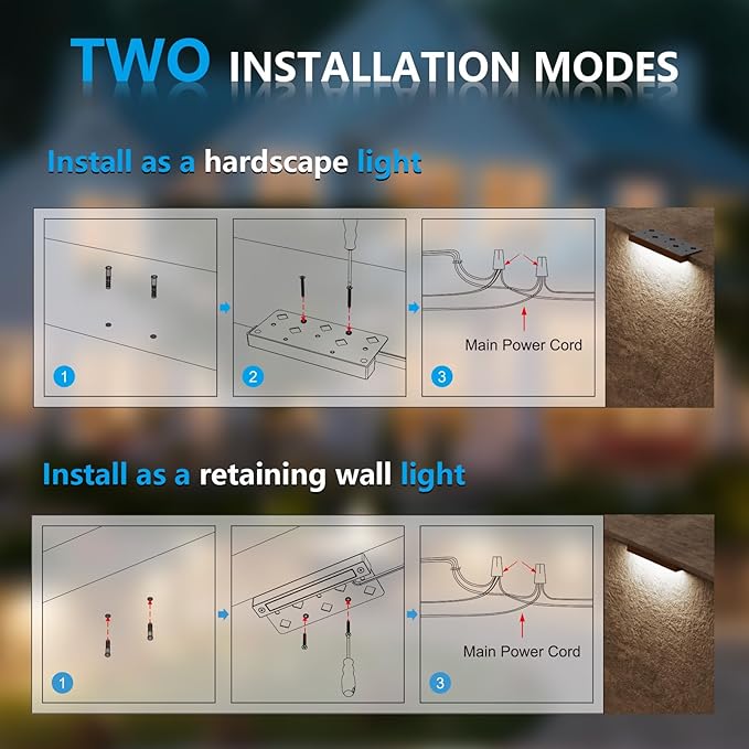 VOLISUN 8 Pack 7 Inch Retaining Wall Lights Waterproof LED Hardscape Lighting Cuttable Low Voltage Landscape Lighting 12V Paver Lights 3W Outdoor Step Lights 5000K Daylight ETL