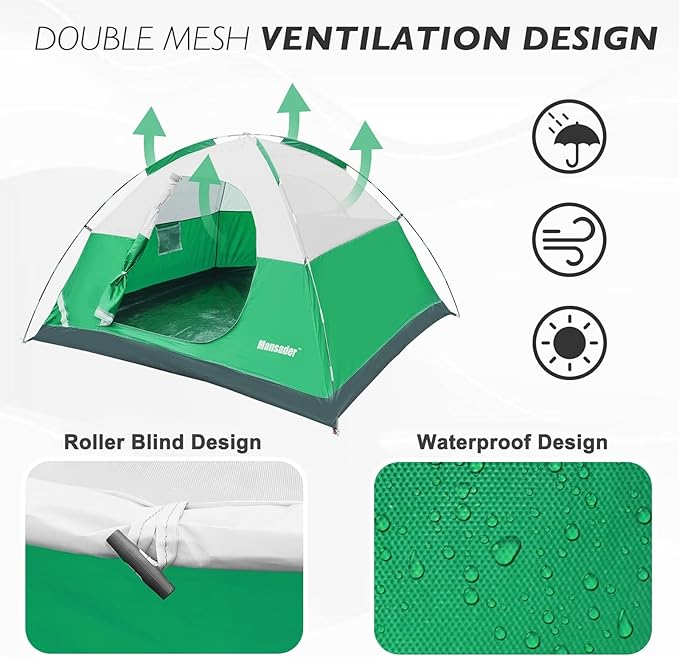 Camping Tent Waterproof 2/3/4 Person Tents for Camping Lightweight Easy Set Up Outdoor Hiking Tent Backpacking Tent with Carry Bag Backpack Tent Suit for Family Beach Hiking Travel