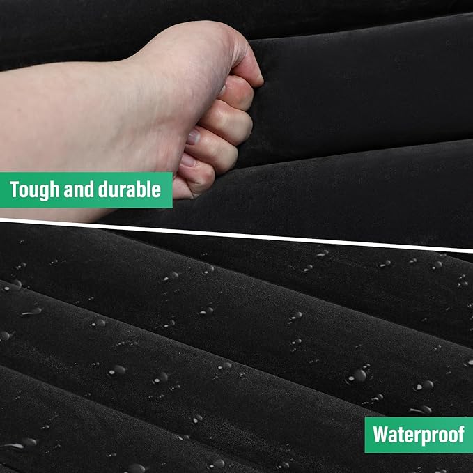 NovelBee Inflatable Car Air Mattress with Round Air Foot Piers Inflatable Camping Air Mattress Portable Camping Travel Sleeping Bed for Car SUV Truck